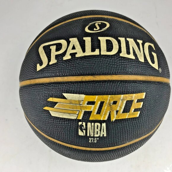 Spalding Force NBA Basketball Indoor Outdoor Rubber‎ Black Yellow Size 5 27.5" - Picture 2 of 6